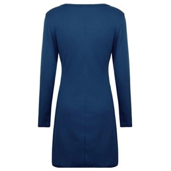 NEW Navy V Neck Long Sleeve Tunic Dress - Picture 4 of 6